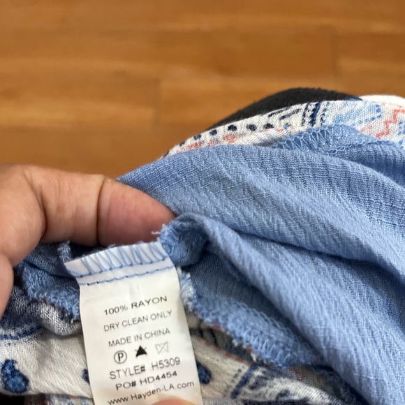 HAYDEN Dust Blue Embroidered Shirred Tank Halter Top - Picture 5 of 6